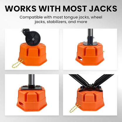 HOXWELL 6"H Trailer Jack Block, 40000 lbs Capacity per Camper RV Stabilizer Blocks for Any Tongue Jack, Post, Foot, 5th Wheels, Round Square or Scissor Stabilizer, Stackable & Portable, 1 Pack, Orange