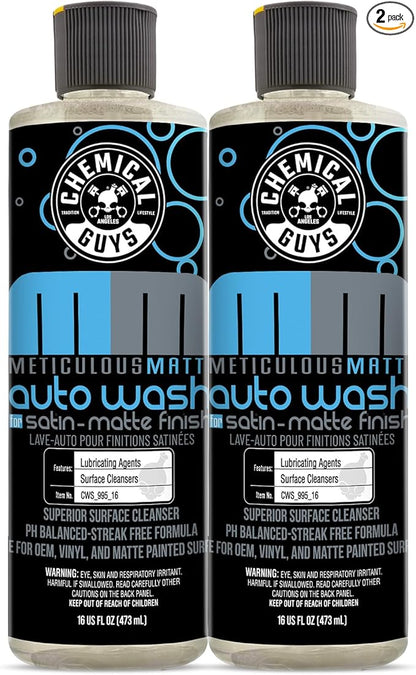 Chemical Guys CWS 995 1602 Meticulous Matte Car Wash Soap (for Foam Cannons, Foam Guns or Bucket Washes) Safe for Satin & Matte Finish Paint, 16 fl oz (2 Pack), Fruity Bubble Gum Scent