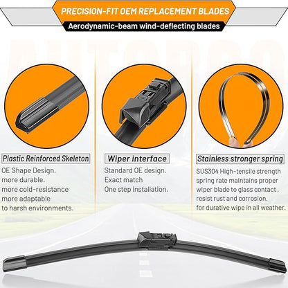 AUTOBOO 26"+20" Windshield Wipers with 12" Rear Wiper Blade Sets Replacement for BMW X3 X4 2018 2019 2020 2021 2022 2023 -Original Factory Quality (Pack of 3)