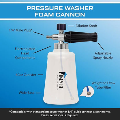 Image Wash Products® Touchless Car Wash Soap Kit | Foam Cannon & Pressure Washer Soap | No Scrub Truck & RV Wash | Heavy Duty Car Soap | Step 1 & 2 Touchless Wash System (128 Fl Oz With Foam Cannon)