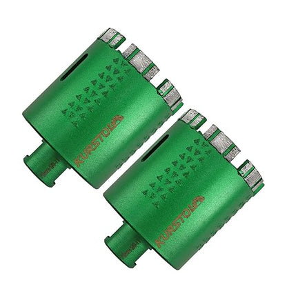 KURSTOL Diamond Core Drill Bits - 2pcs 3 Inch with 58-11 Thread Granite Hole Saw Dry or Wet Drilling Hard Stone Marble Concrete Quartz Countertop Laser Welded Masonry Coring(75mm)
