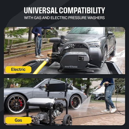 Active 75’ Pressure Washer Hose Compatible with gas and electric pressure washers (M22-14mm) Kink resistant, flexible steel braided power washer hose, max operating spec of 4000 PSI & 12 GPM and 212°F