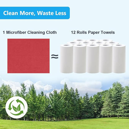 GLIMGLINT Red Microfiber Cleaning Cloth, 100 Pack Cleaning Rags, Lint-Free, Ultra Absorbent Reusable Paper Towels for Home, Kitchen, Car, Garage or Shop, Dish Rags, 11" x 9"