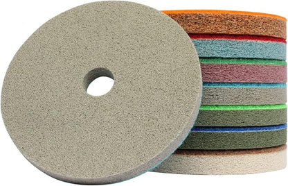 4" Diamond Sponge Fiber Polishing Pad 300-10000 Grit - Polishing Tile Stone Marble Concrete Ceramics Glass 7set