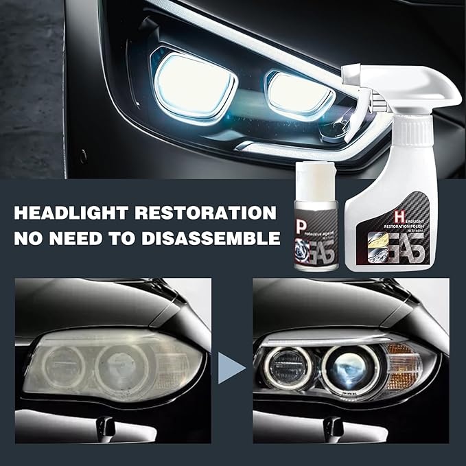 Nmoiat Headlight Restoration Kit, Automotive Headlight Cleaner Polishing Kits, Headlamp Repair Polisher Cleaning Kits Ceramic Coating Spray Head Light Restoring Kit for All Vehicle Types