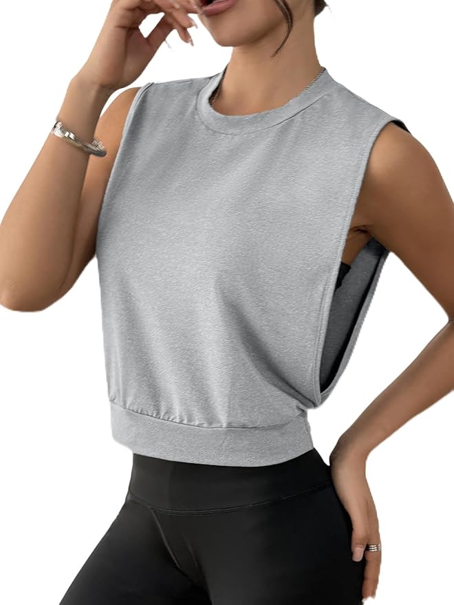 SOFIA'S CHOICE Women Workout Crop Tank Tops Cropped Sleeveless Muscle Shirt Gym Yoga Running