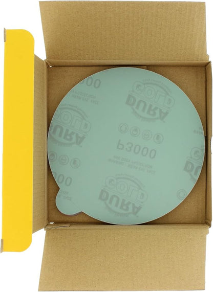 Dura-Gold Premium 6" Green Film PSA Sanding Discs - 3000 Grit (Box of 25) - Self Adhesive Stickyback Sandpaper for DA Sander, Detailing Finishing Cut Abrasive, Sand Automotive Paint Woodworking Wood