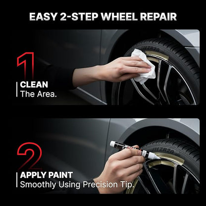 Wheel Scratch Fix® Matte Black Magic Car Scratch Remover Pen - Alloy Wheel Touch Up Paint Pen for Cars, Curb Rash Removal with Fast-Drying & Long-Lasting OEM Finish, Vehicles Rim Repair Paint for Chip (Matte Black (Pen Only))