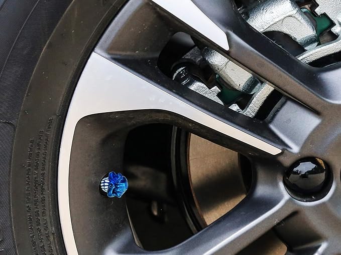 Abfer Skull Valve Caps Fun Wheel Tire Air Stem Dust Cover Cap Auto Decoration Accessories Fit Most Vehicle Car Truck Bike Motorcycle (Blue)