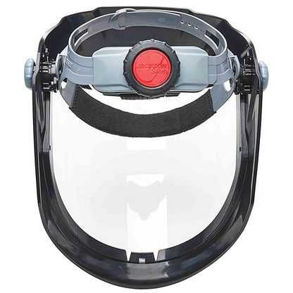 Jackson Safety Lightweight MAXVIEW Premium Face Shield - Mask with 370 Speed Dial Ratcheting Headgear, ANSI Z87.1, for Work, Grinding, Cutting - Anti Fog Coating - Clear Tint