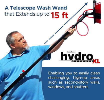 HydroCleaner XL Telescoping Power Wash Brush with Hose Attachment, Perfect for RV & Car Washing, Cleaning Decks and Sidings - Built-in Soap Dispenser and High-Intensity Power Jets