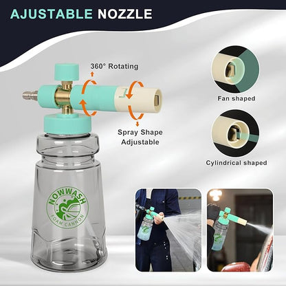 Foam Cannon with Foam Economizer for Pressure Washer, Soap Cannon with 1/4" Quick Connect & Adjustable Nozzle for Car Wash Fit Most Liquid Bottles, Additional 1.1 mm Orifice Nozzle (Blue)