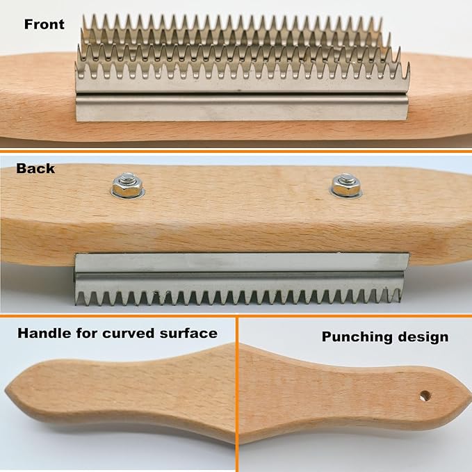 Tworider Buffer Wheel Rake, Polishing Tool with Stainless Steel Rake Teeth Head and Handle, Dress and Clean Buffing Polishing Wheel & Airway Surface Cleaning