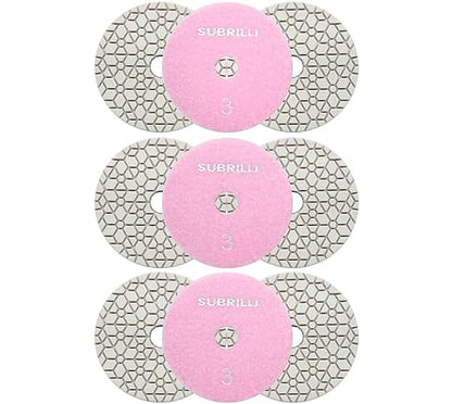 3 Step Diamond Polishing Pads 9-Pcs Step 3 Abrasive Disc for Granite Quartz Marble Concrete Terrazzo