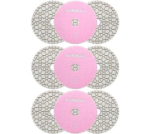 3 Step Diamond Polishing Pads 9-Pcs Step 3 Abrasive Disc for Granite Quartz Marble Concrete Terrazzo