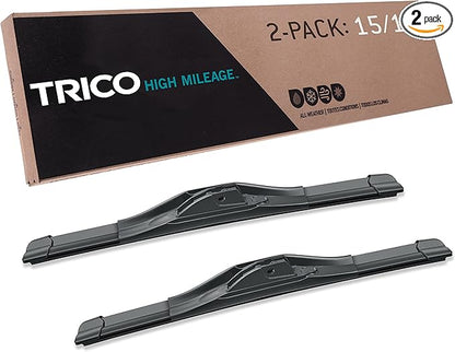 TRICO Solutions™ High Mileage 15 Inch Pack of 2 High Performance Automotive Replacement Windshield Wiper Blade for Select Toyota, Mazda, Fiat, Jaguar, Avanti Models (56-1515)