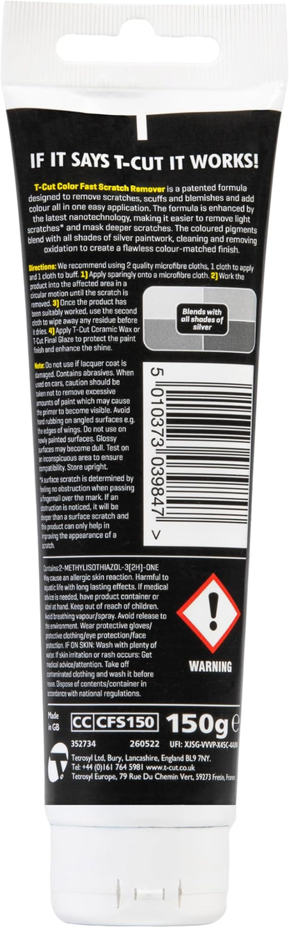 T-Cut Color Fast Silver Car Wax Polish Scratch Remover Color Enhancer, 5.3 Oz