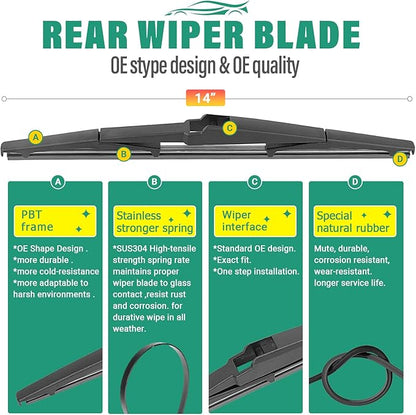 26" 20" 14" Windshield Wiper Blades Replacement for Chrysler Pacifica 2017-2024 / Chrysler Voyager 2020-2024 Premium All Weather Front Rear Wipers Set - OEM Quality (Pack of 3)