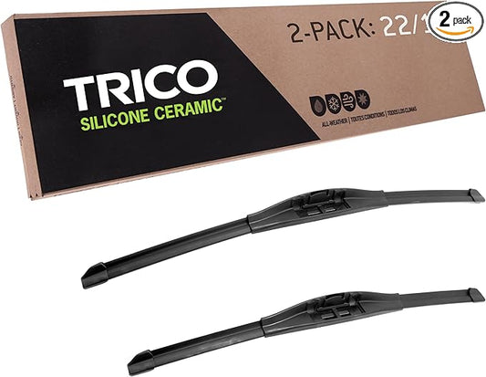 TRICO Silicone Ceramic Automotive Replacement Windshield Wiper Blade, Ceramic Coated Silicone Super Premium All Weather includes 22 inch & 19 inch Beam blades for Select Vehicle Models (90-2219)