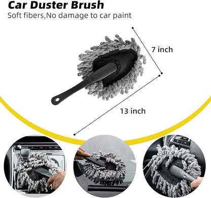 10PCS Car Interior Cleaning Kit - Car Detailing Brush Set with Leather Cleaning Brushes, Dash Duster, Cleaning Gel & Microfiber Towels | Deep Clean Seats, Vents, Dash & Crevices