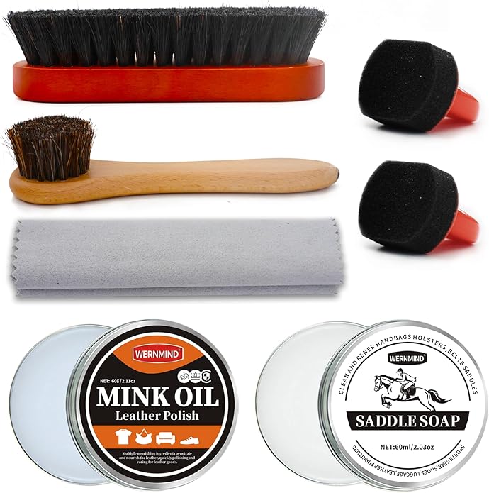 WERNMIND Mink Oil White Saddle Soap Leather Cleaning Boots Shoe Cleaner Leather Conditioner Boot Cace Kit