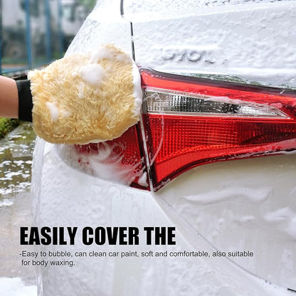 QMX 3-Pack Ultra-Soft Microfiber Car Wash Mitts Scratch-Free Double-Sided Wash & Wax Mitt for Safe Detailing and Paint Care