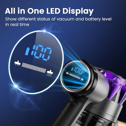 UML0 S3P Cordless Vacuum Cleaner, 45kPa Powerful Suction Vacuum Cleaners for Home, 55-Min Runtime Rechargeable Stick Vacuum, Self-Standing, for Pet Hair Carpet Hard Floor, LED Display
