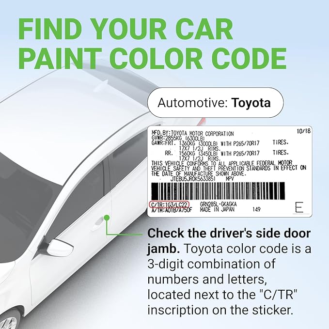 TouchUpDirect Auto Scratch Repair Brush Kit – Toyota 040 Super White Exact Match Auto Paint Kit with Car Color and Clearcoat, for Repainting and Car Paint Touch Up, Scratch Repair Kit