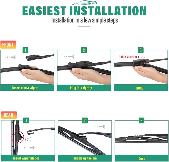 26" 14" 10" Windshield Wiper Blades Replacement for Chevrolet Chevy Trax 2015-2022 / Buick Encore 2013-2022 Premium All Weather Front Rear Wipers Set - OEM Quality (Pack of 3)