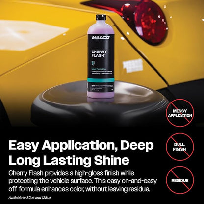 Malco Cherry Flash Automotive Liquid Paste Wax – Protect & Shine Your Vehicle/Easiest Way to Hand Wax Your Car/Lasting Gloss & Protection For Cars, Trucks, Boats and Motorcycles / 32 Oz. (124832)