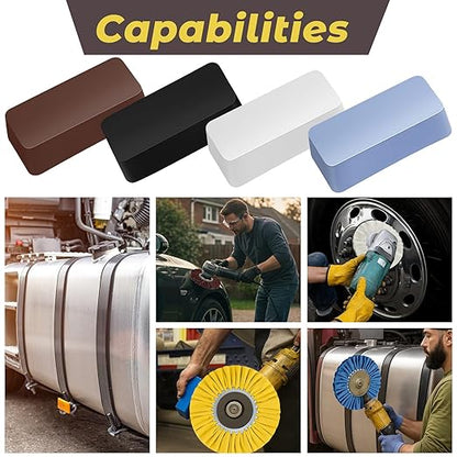Amylove 8 Inch Airway Buffing Wheels Aluminum Wheel Polishing Kit in Diameter 5/8 Inch Arbor Hole, Polishing Compound and Metal Polish Kit for Angle Grinder(Mixed Color,8 Pcs)