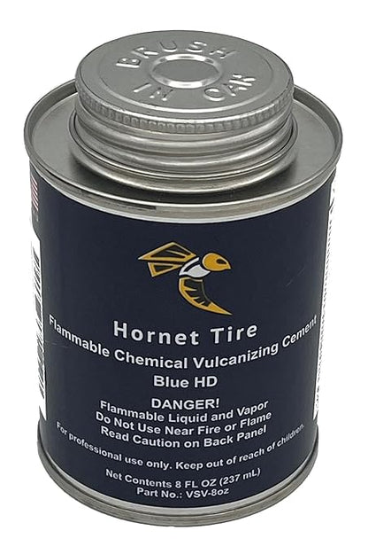 Hornet Tire Heavy Duty Blue Tire Repair Vulcanizing Cement W/Brush Top Can (8oz - Single)