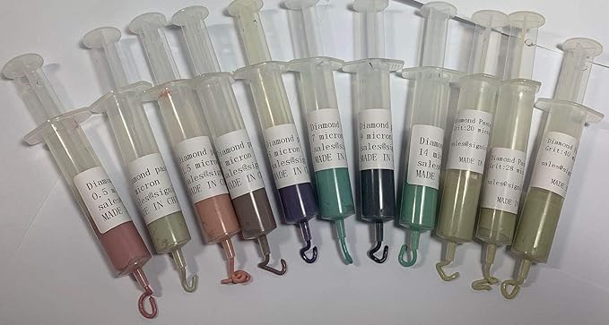SIGNI 11Pcs Diamond Polishing Compound Lapping Paste Syringes 0.5 to 40 Micron 5 Gram for Polishing Metal and Jewelry (Water Based)