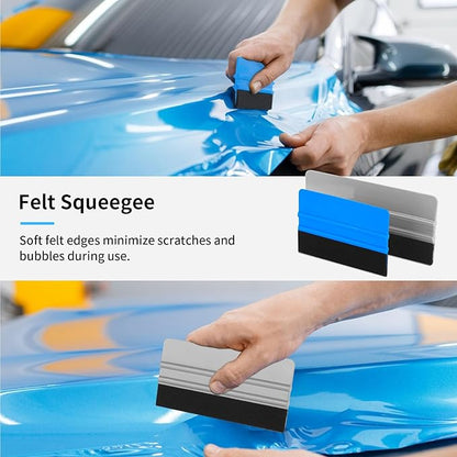 20 Pack Vinyl Wrap Squeegee 4 Inch / 6 Inch Felt Edge Squeegee Window Film Tint Tool Decal Applicator Scraper Tool Wallpaper Smoothing Tool with 20 PCS Black Fabric Felt