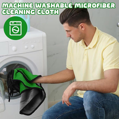 Tallew 50 Pcs Microfiber Towels 16 Inch x 16 Inch Microfiber Cloth Car Drying Towels for Cars Washing Polishing Office Windows Cleaning Household Supplies (Green,Gray)