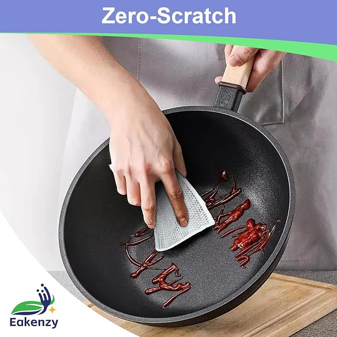 12 Pack Steel Wool Scrubber, Double Layer Non-Scratch Wire Dishcloth, Multipurpose Kitchen Towels, Dish Cloths for Washing Dishes, Cleaning Supplies for Sinks, Dishes, Stove Top, 7.87*7.87 Inch