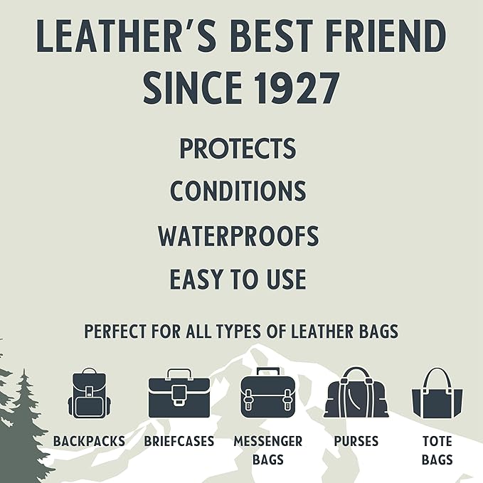 Snowshoe Balm for Bags, Made in USA Since 1927 - Protect, Condition, Restore & Waterproof - Leather Conditioner for Purses, Bags, Totes, Briefcases, Travel Bags & Leather Luggage (4 oz)