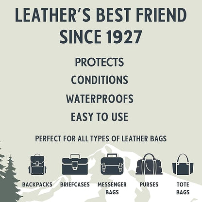 Snowshoe Balm for Bags, Made in USA Since 1927 - Protect, Condition, Restore & Waterproof - Leather Conditioner for Purses, Bags, Totes, Briefcases, Travel Bags & Leather Luggage (4 oz)