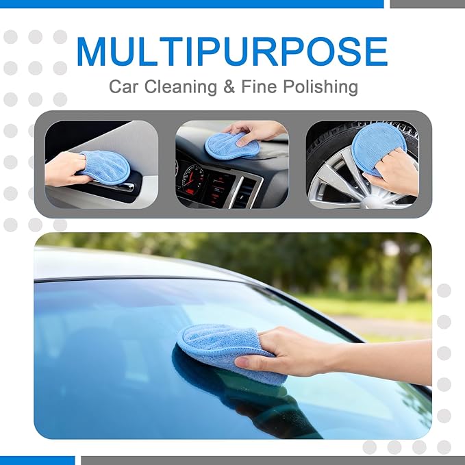 YAIOZHS 6PCS Wax Applicator Pads, 5" Microfiber Applicator Pad with Finger Pocket, Foam Buffing Pad for Car Detailing & Cleaning