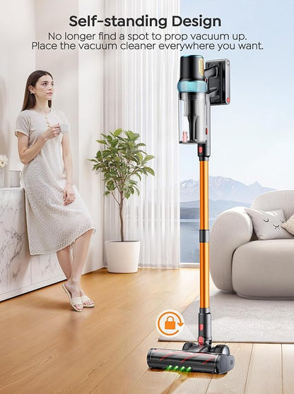 INTETURE Cordless Vacuum Cleaner, 600W 50KPA 65Mins Vacuum Cleaners for Home, Upgraded Stick Vacuum with 3.3Ft Extendable Hose, LED Touch Screen & Wall Charging Station for Hard Floor Carpet Car Pet