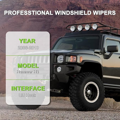 PARRATI® Windshield Wipers for Hummer H3 2006-2010,17"+16" Front and 11" Rear,OEM Replacement Wiper Blades,Quiet & Streak-Free(Set of 3)