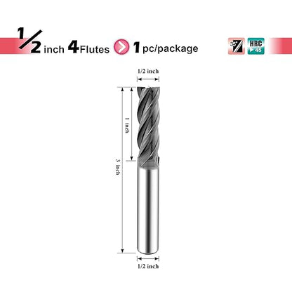 SPEED TIGER Micrograin Carbide Square End Mill - 4 Flute - ISE1/2 4T (1 Piece, 1/2") - for Milling Alloy Steels, Hardened Steel, Metal & More – Mill Bits Sets for DIYers & Professionals
