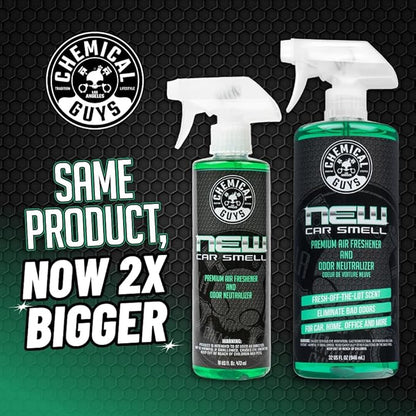 Chemical Guys New Car Smell Premium Air Freshener & Odor Eliminator - Fresh Interior Scent Spray for Cars, Trucks, SUVs, RVs, and More - Use in Home, Office, or Garage - 32 oz
