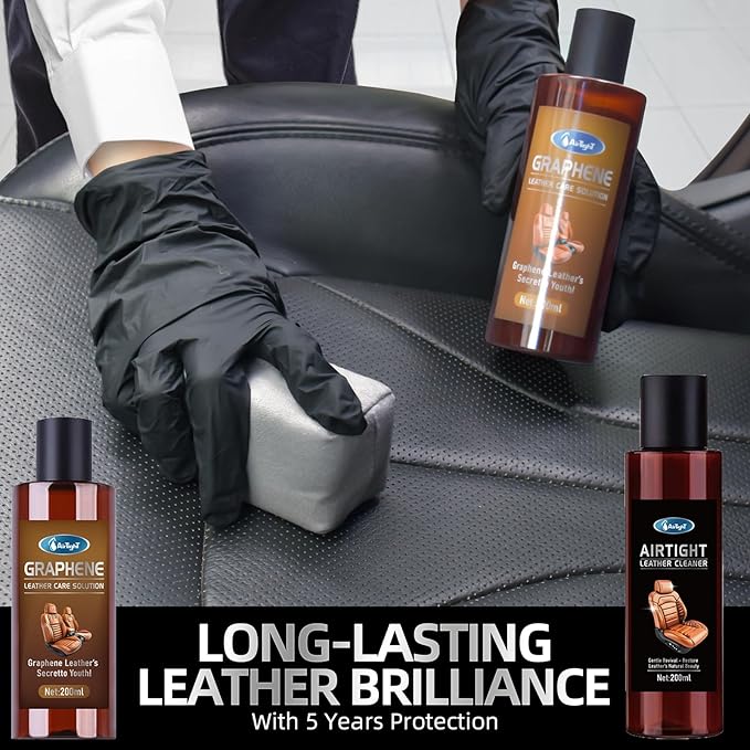 AirTighT Graphene Leather Cleaner and Conditioner Care Kit,Ultraviolet Protection Car Interior Seat Boot Shoe Cleaner Furniture Couch Conditioner, Safe of Leather