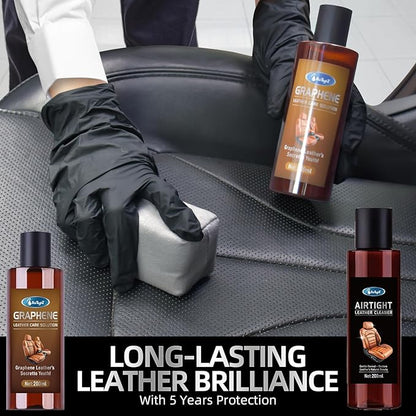 AirTighT Graphene Leather Cleaner and Conditioner Care Kit,Ultraviolet Protection Car Interior Seat Boot Shoe Cleaner Furniture Couch Conditioner, Safe of Leather