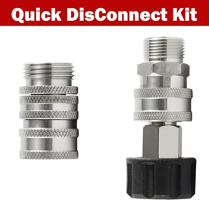 Pressure Washer Quick Connect Kit, Stainless Steel Quick Disconnect Kit, M22 Metric Male Thread Quick Connector, M22 14mm Swivel to 3/8" Quick Connect, 3/4" to Quick Release, 8 Pack