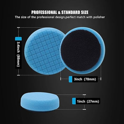 SPTA Drill Polishing Pads Kit, 20pcs 3inch (80mm) Car Foam Polishing Buffing Pads, Wool Pads, Multifunctional Cleaning Brush, Backing Plate for Car Polisher Polishing,Buffing and Cutting