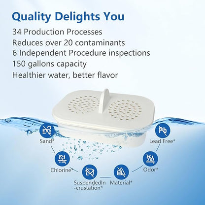 Replacement Filter for Nakii® NFP-100 Compatible with Nakii Filter Pitcher，Reduces Chlorine PFOA PFOS PFOS Reduce Water Hardness, Replacement water filters for pitcher 3 pack