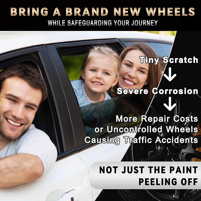 Silver Wheel Paint, Efficient Silver Touch Up Paint for Rim, Quick and Easy Remover Curb Rash, Car Scratch and More, Universal and Color Accurate, Long lasting, Resists Water, Uv Rays