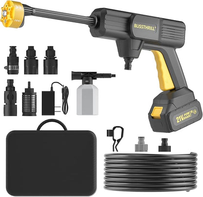 Cordless Pressure Washer Battery Operated; 1100PSI 2.4 GPM Portable Cordless Power Washer with 6-in-1 Nozzle, Foam Cannon, 21V Battery&Charger; Handheld Pressure Washer for Home, Car, Yard